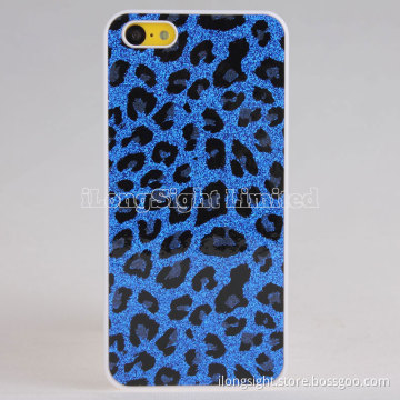 Leopard Print Glitter Plastic Hard Case For iPhone 5C
